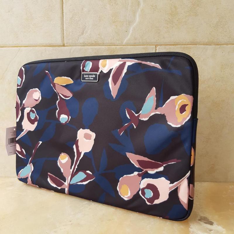 tas laptop kate spade dawn paper rose black multi laptop case 15”