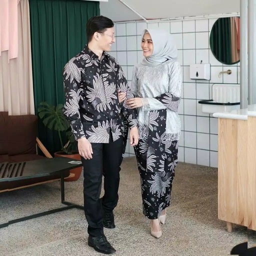 [new Arival] Wou Batik Couple Silvia Brokat Tille-modern Batik Couple Sarimbit Brokat - Bs099