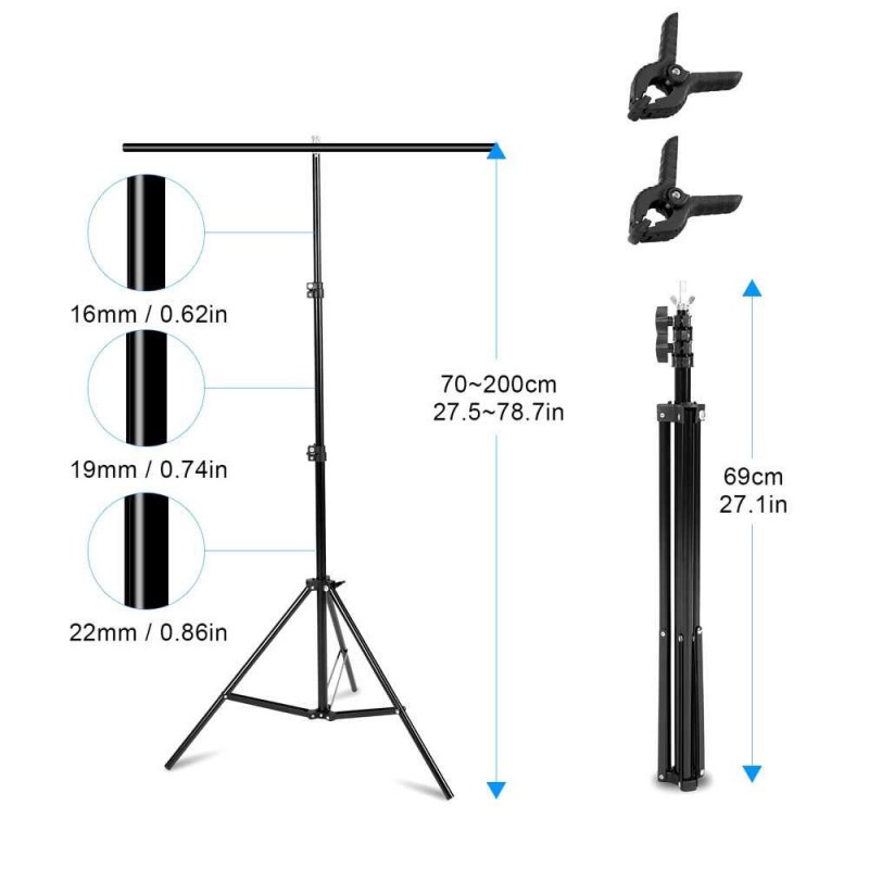 Stand Backdrop Tiang Latar Belakang Studio Photography T-Shape 2 Clamp