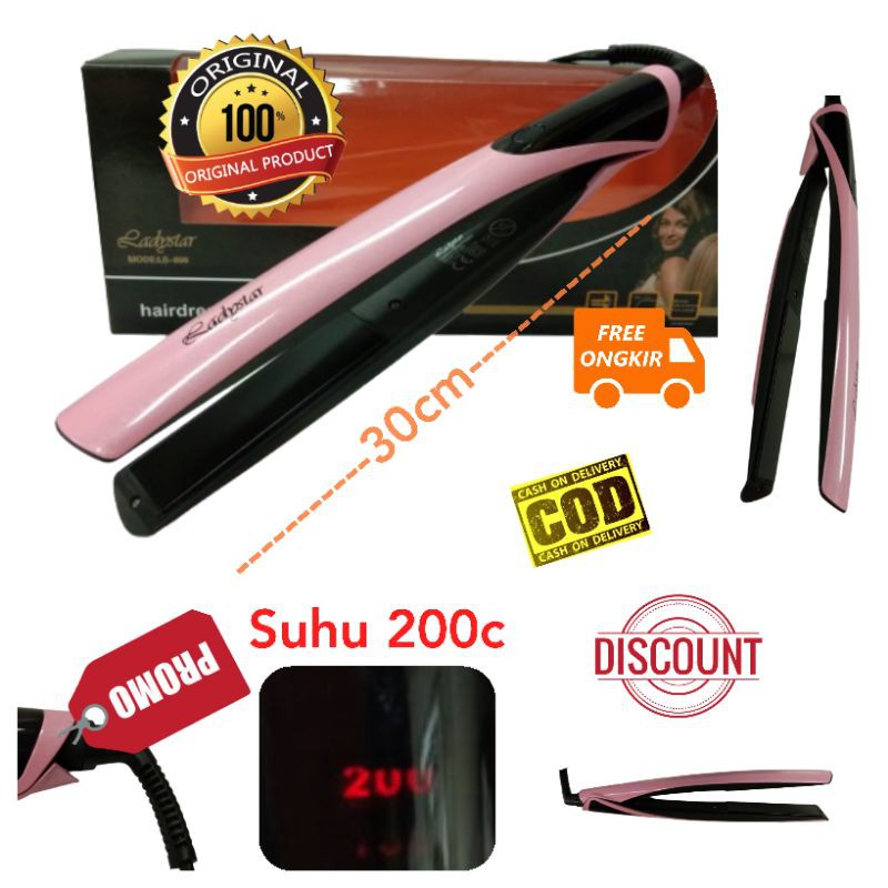 Alat Catok Rambut Lurus LS 606 stylingTerbaik Rebonding curly keriting pendek Ladystar