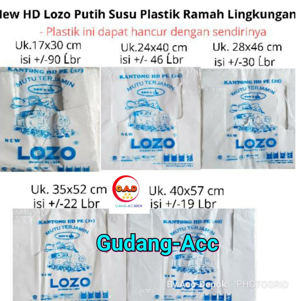 KANTONG Plastik Kresek Lozo Tebal UKURAN 17 24 28 35 40 Cm Putih Kualitas Loco Ramah Lingkungan