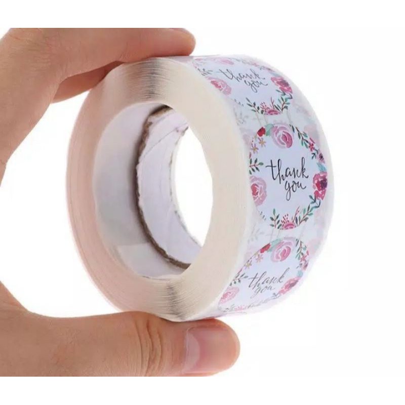 

Stiker thank you motif bunga label makanan