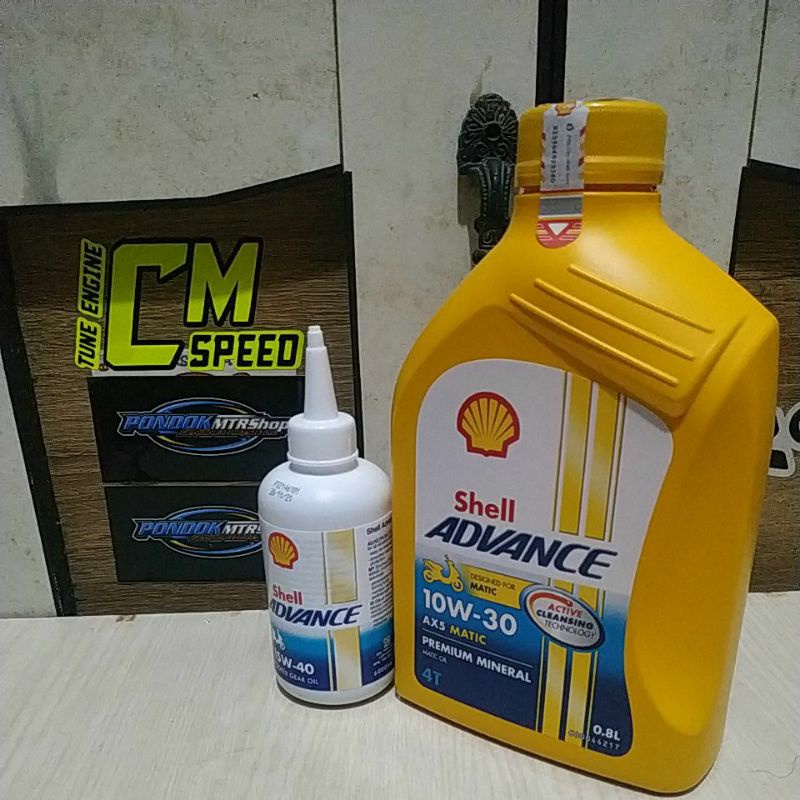 Oli Shell Advance Scooter AX5 Matic 800ml & Oli Gardan Gear shell 120ml original (Paket oli AX5 Mati