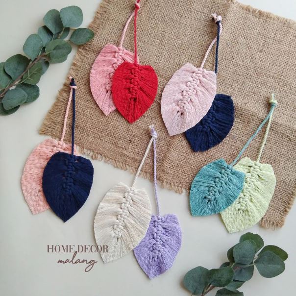 Daun Leaf 2 layer - Macrame Wall Hanging Dekorasi dinding Ambalan Rainbow Makrame Hiasan Dinding gan
