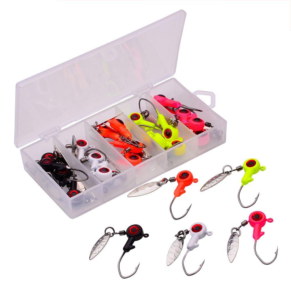 TOP 25pcs /Box Jig Memimpin Kepala Duri Punggung Buatan Lure Jigging Umpan