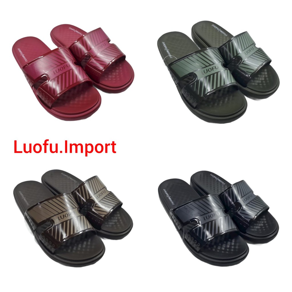 Luofu E-6202 RL Size 40 - 44 Sendal Selop Import Pria Terbaru Keren Sandal Karet Jelly Cowok Murah