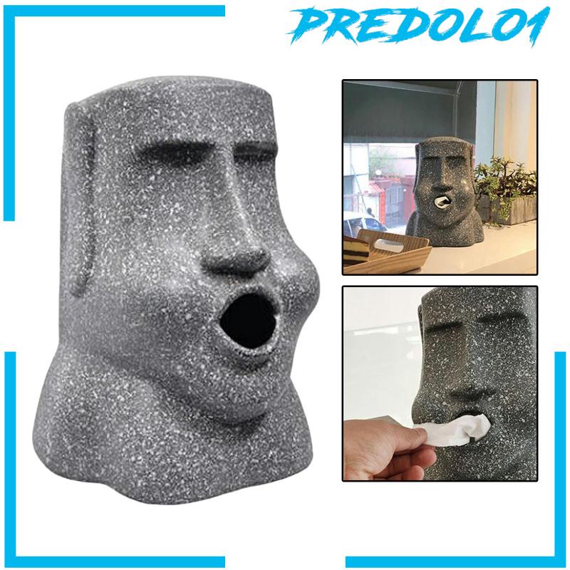 [PREDOLO1] Tissue Box Holder, Moai Sculpture Funny Novelty for Living Room Bedroom