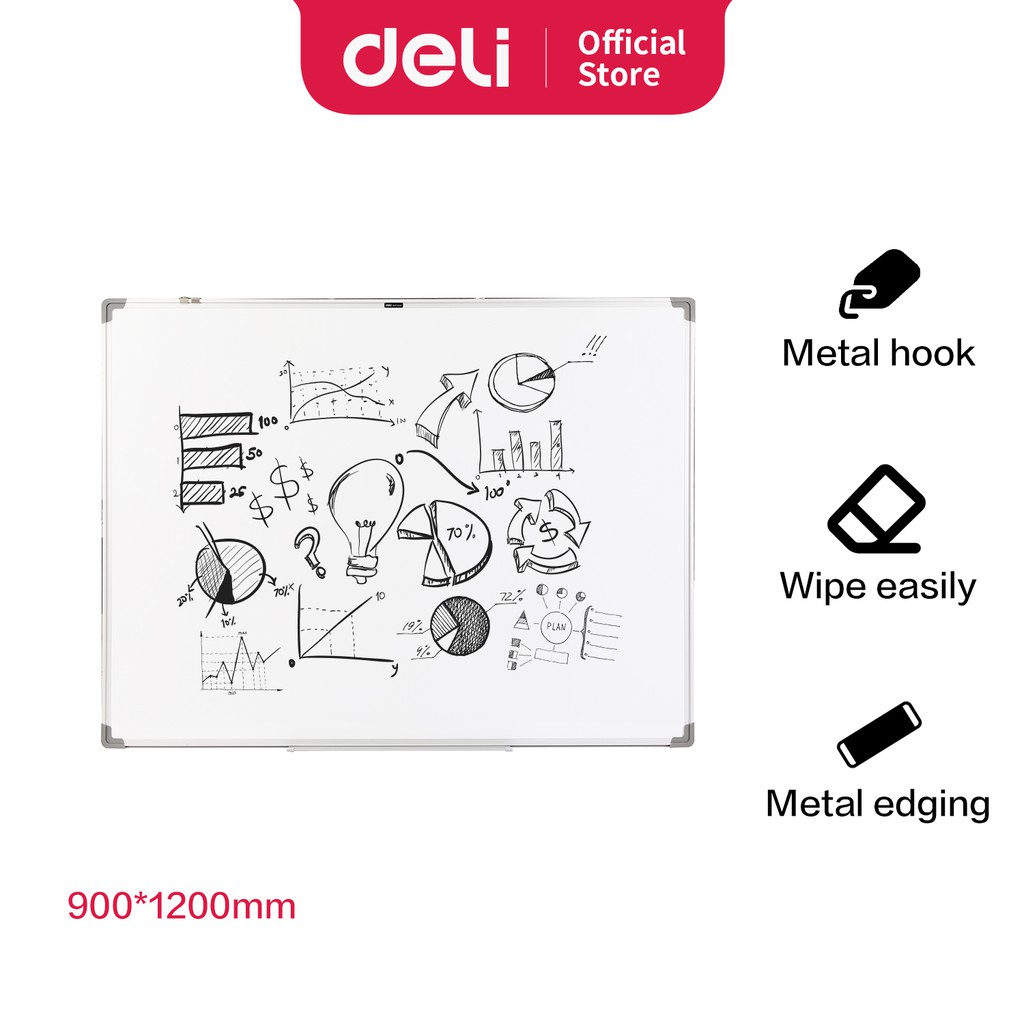 Jual Deli Whiteboard Papan Tulis Putih Magnetik 90 X 120 Cm Kuat Dan Kokoh Cocok Untuk Kantor 1224