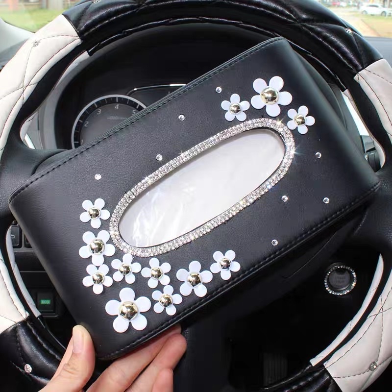 tempat tissue kotak tissue mobil bunga lily kitak tissue mobil dasbord Crown Car Tissue Leather Box Kotak Tempat Tisu Kulit Dashboard Mobil Mahkota