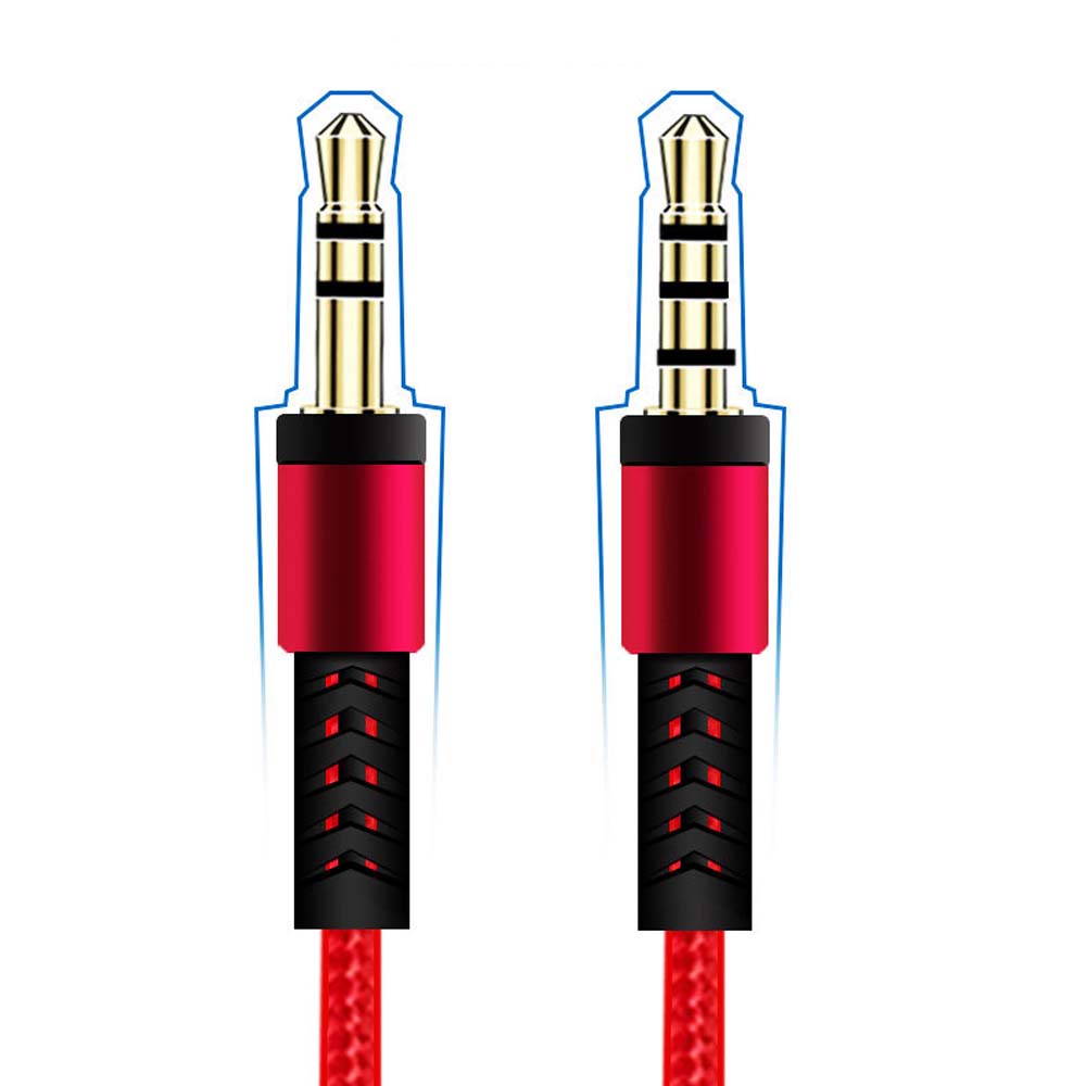 QUINTON For phone Audio Cable Cable Car Aux Cord Audio Wire With Mic Earphone Nylon Braid Volume control 1.2m 3.5mm to Jack 3.5mm Aux Cable/Multicolor