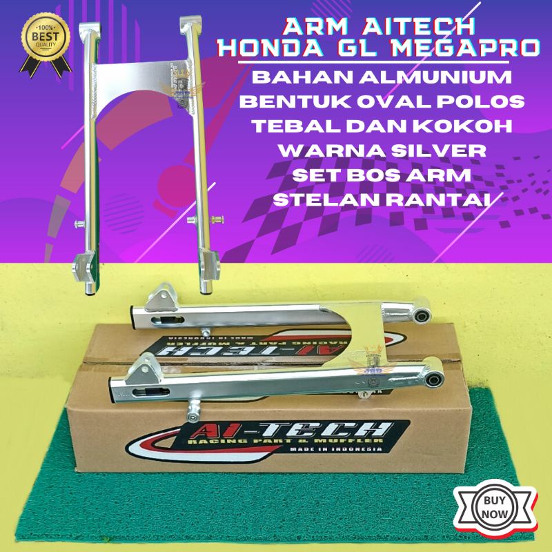 Arm Aitech HONDA GL Megapro Coak Polos Silver