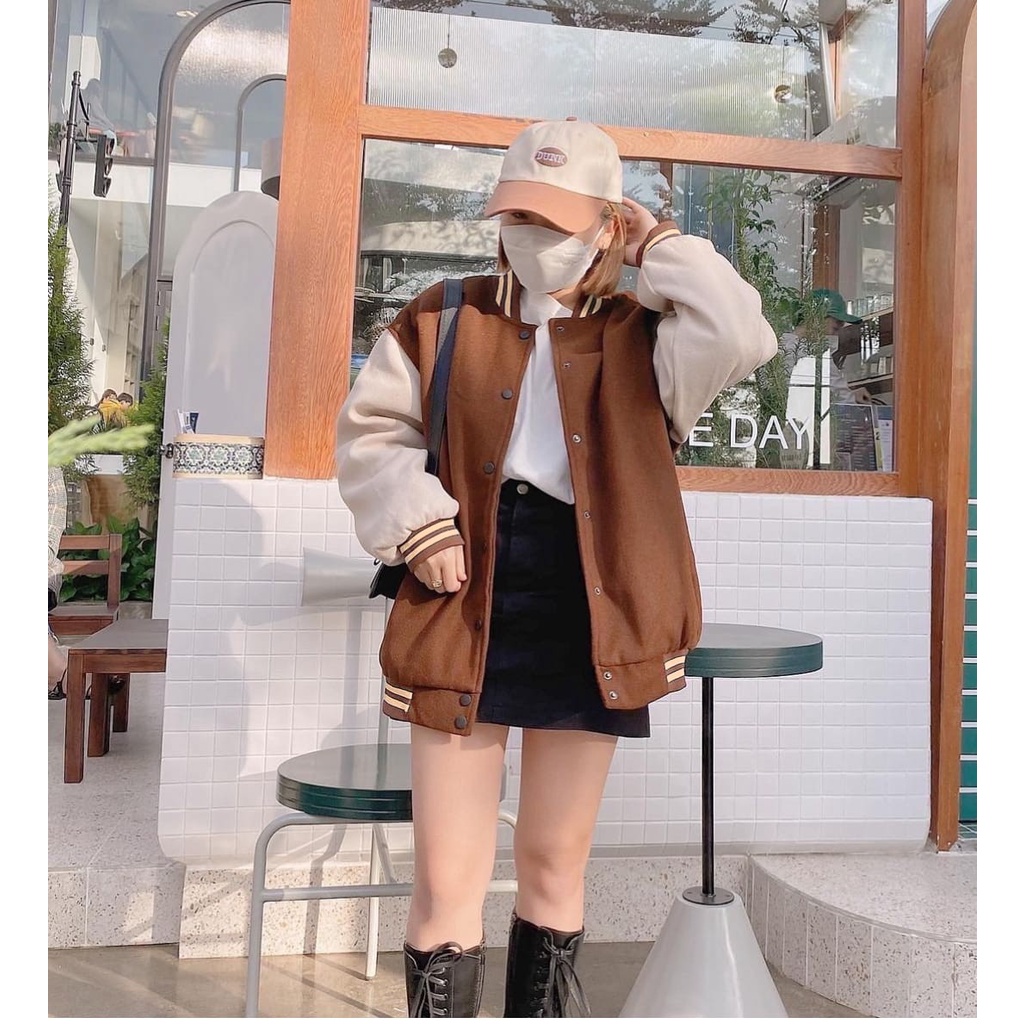 Jaket Baseball Brownie Oversize Jaket Varsity | jaket varsity wanita | jaket bomber wanita ootd