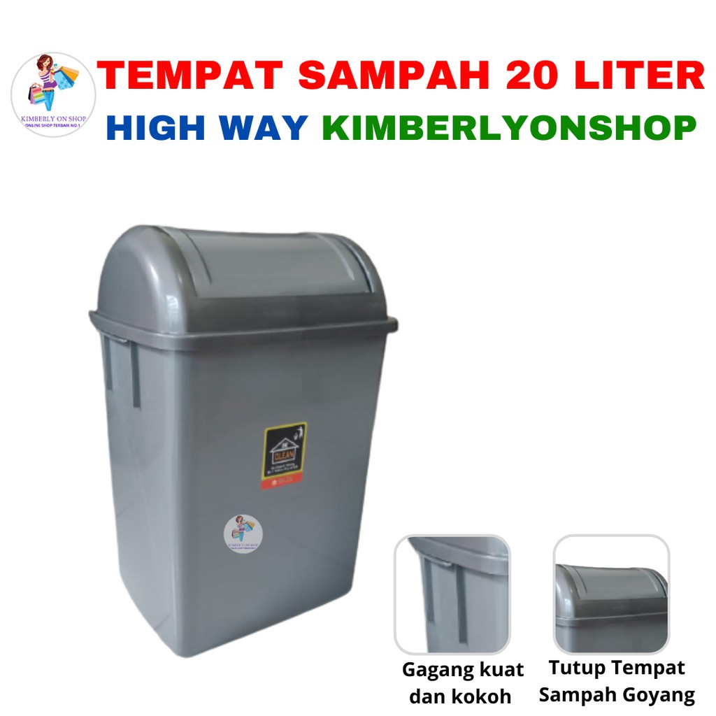 Kimberlyonshop Tempat Sampah 20 Liter Tutup Goyang