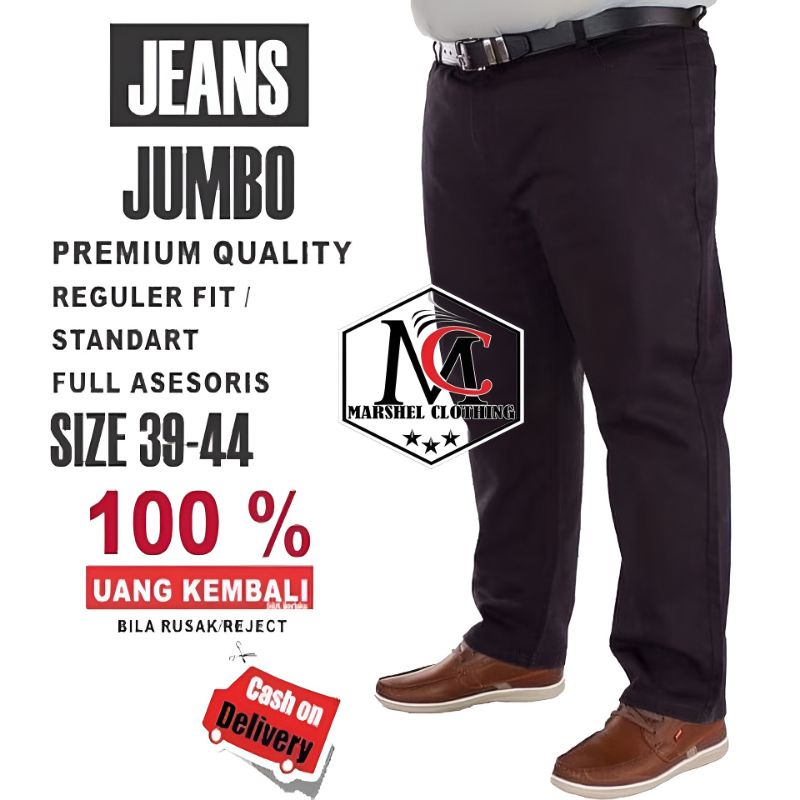 RCL - Celana Jeans Abu Panjang Pria Reguler Jumbo Big Size Jens Cowok Standar Ukuran Besar 38 s/d 44