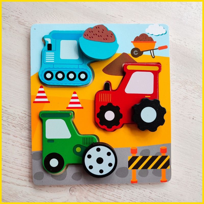 Mainan Edukasi Anak Puzzle Kayu Bentuk Kontruksi Puzzle 3D Wooden Puzzle Mainan Anak