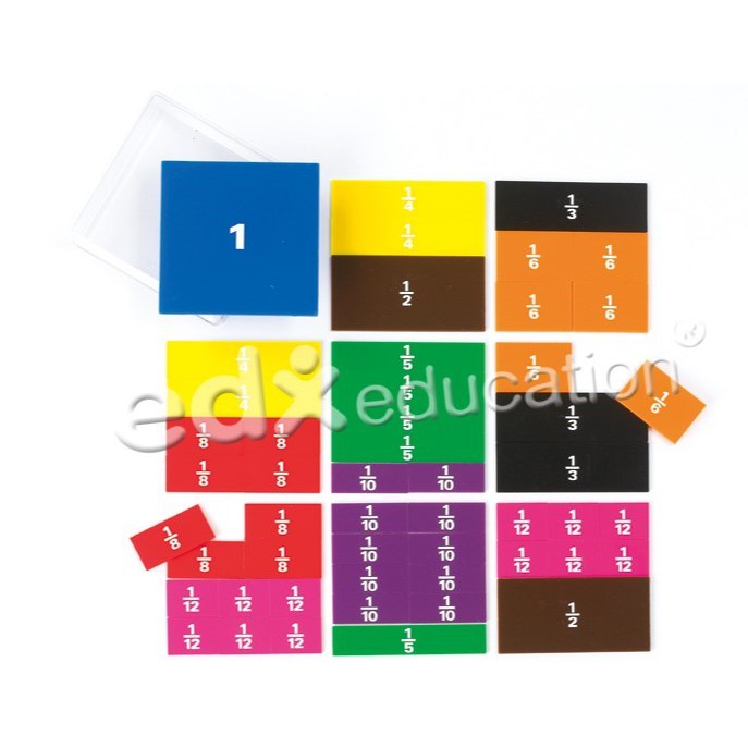 Alat peraga matematika Pecahan Edx Education Printed Fraction Squares