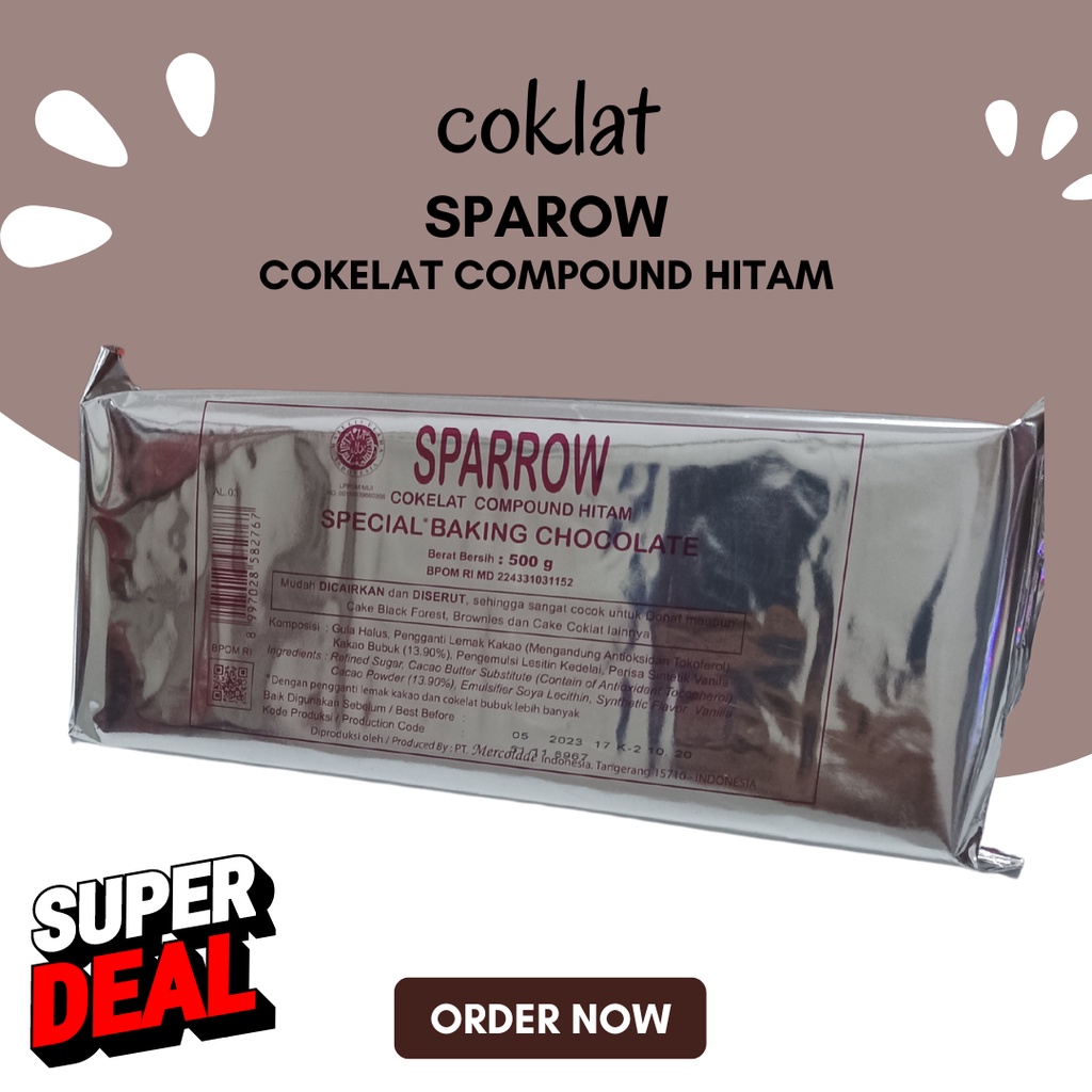 

2Xbtygneal Sakha Snack ) Sparrow Chocolate Compound Hitam [500Gram]
