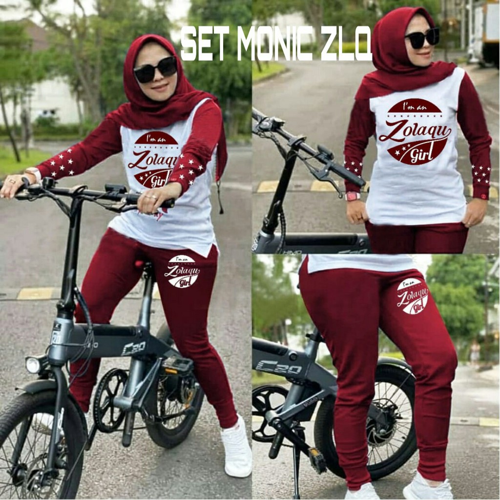 SET MONIC BIKE SIZE XL mF / SETELAN GOWES 05 / TRAINING SET WANITA / PAKAIAN OLAHRAGA SENAM WANITA