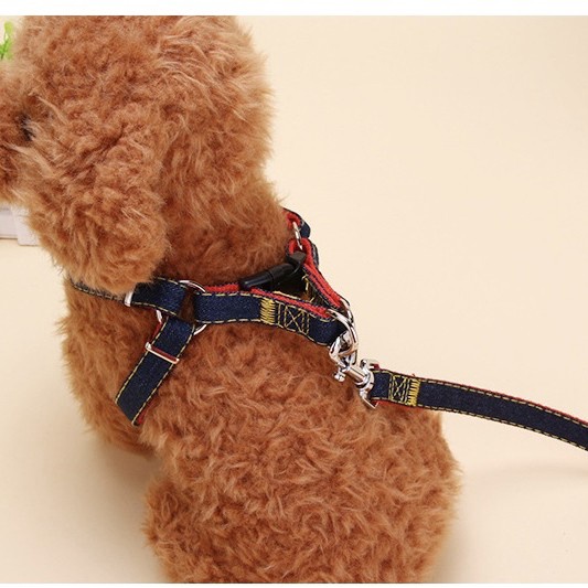 tali tuntun dog leash anjing chest strap body harness denim jeans