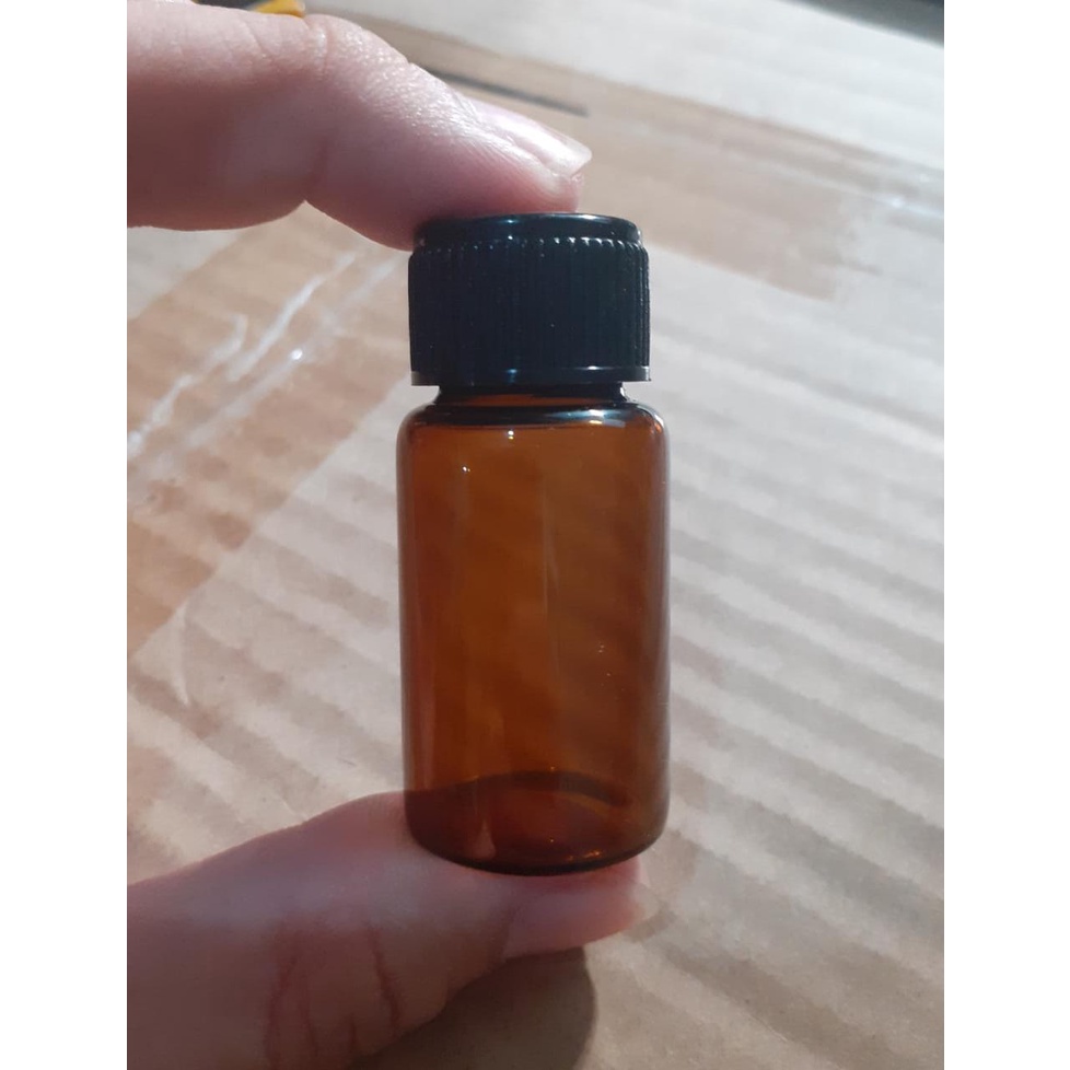 Botol Kaca Amber 12ml Tutup Ulir Hitam