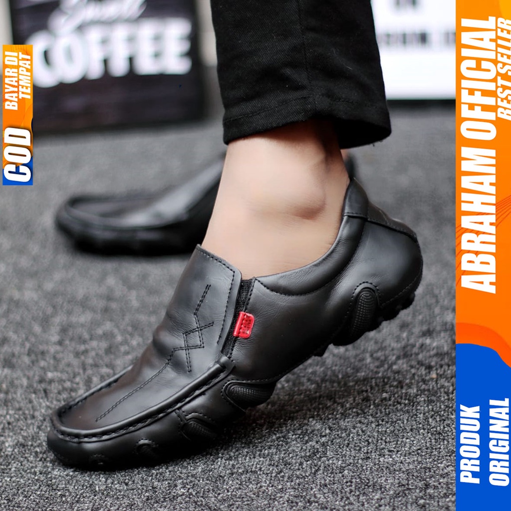 Sepatu Pantofel Kulit Asli Formal Kerja Pria Hitam Abraham Metta