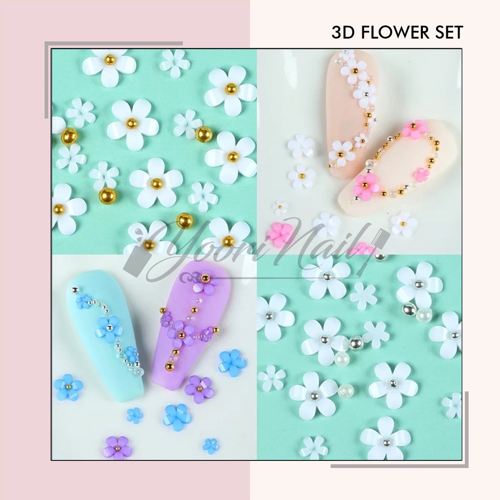 3D Flower set resin rose pack warna colorful random bunga resin nail art case hiasan flower