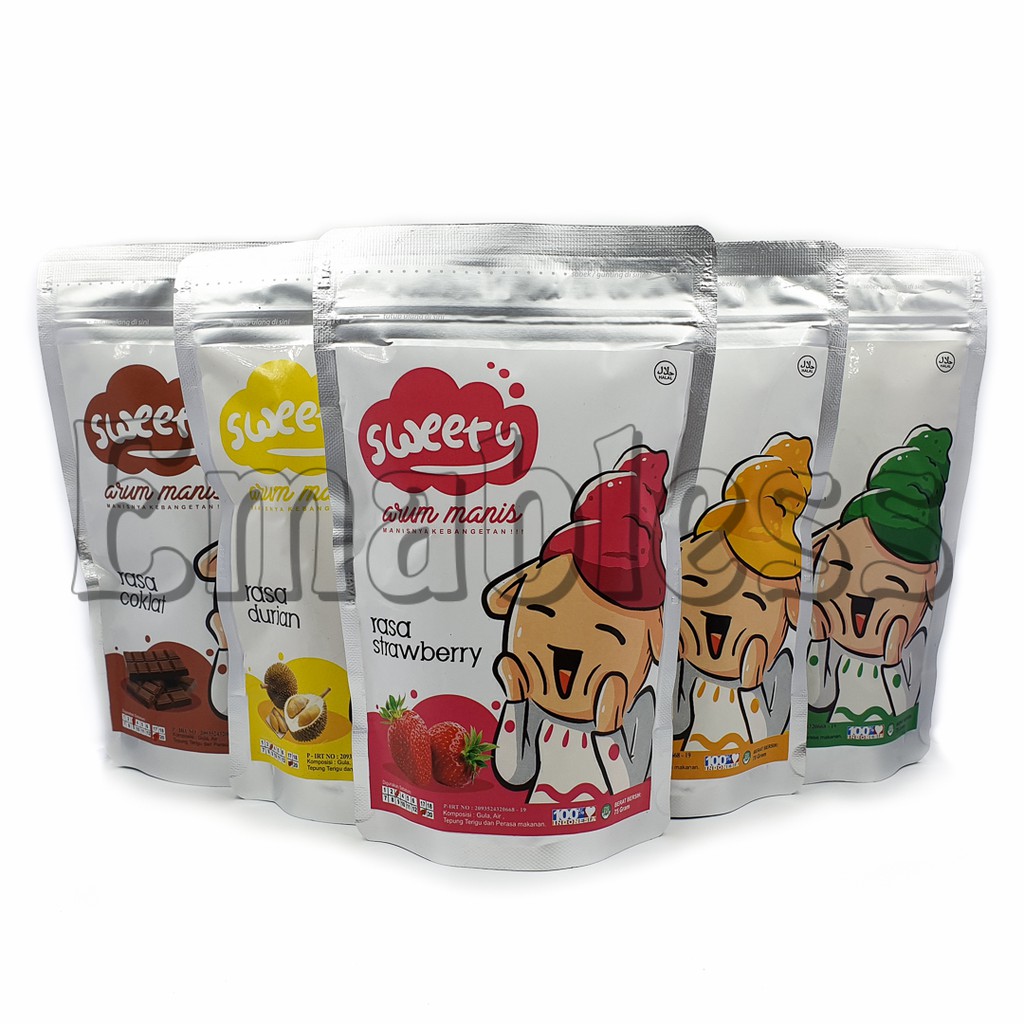 

Arum Manis Rambut Nenek Arbanat Sweety Paket Isi 5 Rasa Original Strawberry Green Tea Coklat Durian