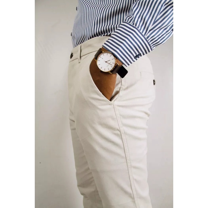 Celana Chino COLE Cream Slimfit Bahan Stretch 03 Original Premium Cotton | Celana Chino Pria | Bahan Melar