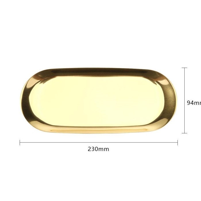 Triple W Oval Gold Tray Nordic Goldtray Stainless Tatakan Oval Nampan Emas Premium