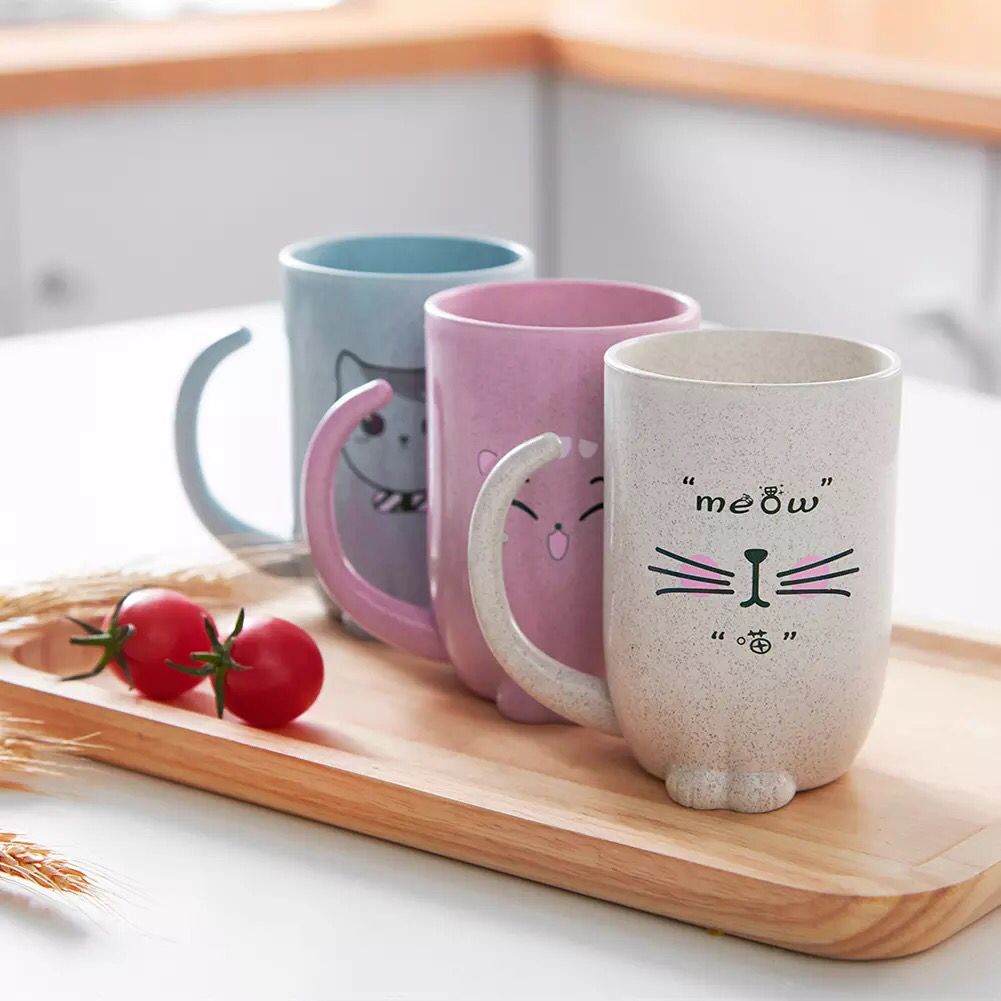 SET Tempat Makan Anak Gambar Kucing Biru Lucu SET Perlengkapan Makan Anak MPASI Murah Tableware Anak Bahan Wheat