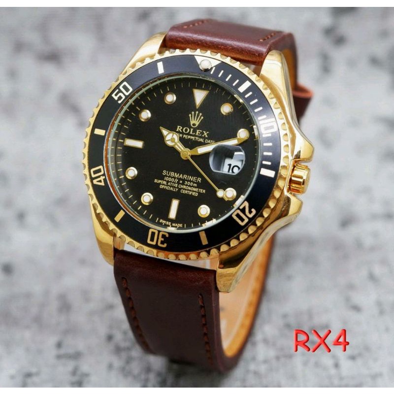 TRENDINGGGGGG JAM TANGAN KULIT SUBMARINER TANGGAL AKTIF JAM TANGAN KULIT