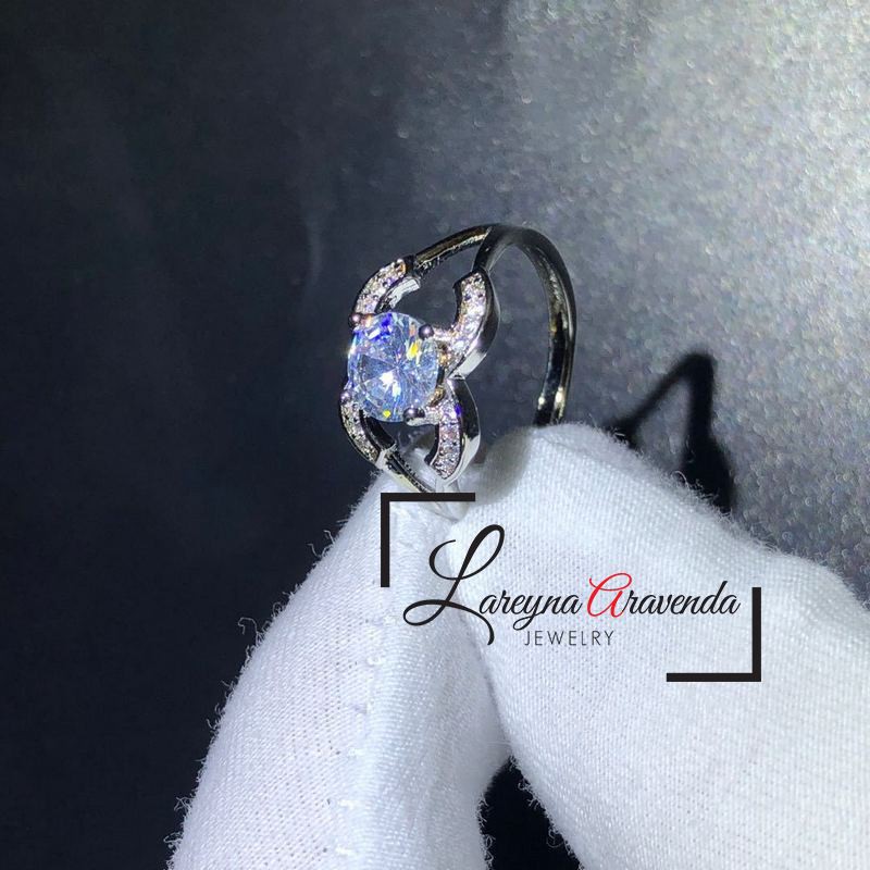 Cincin Silver S925 Kristal Model Double C Diamond CC026