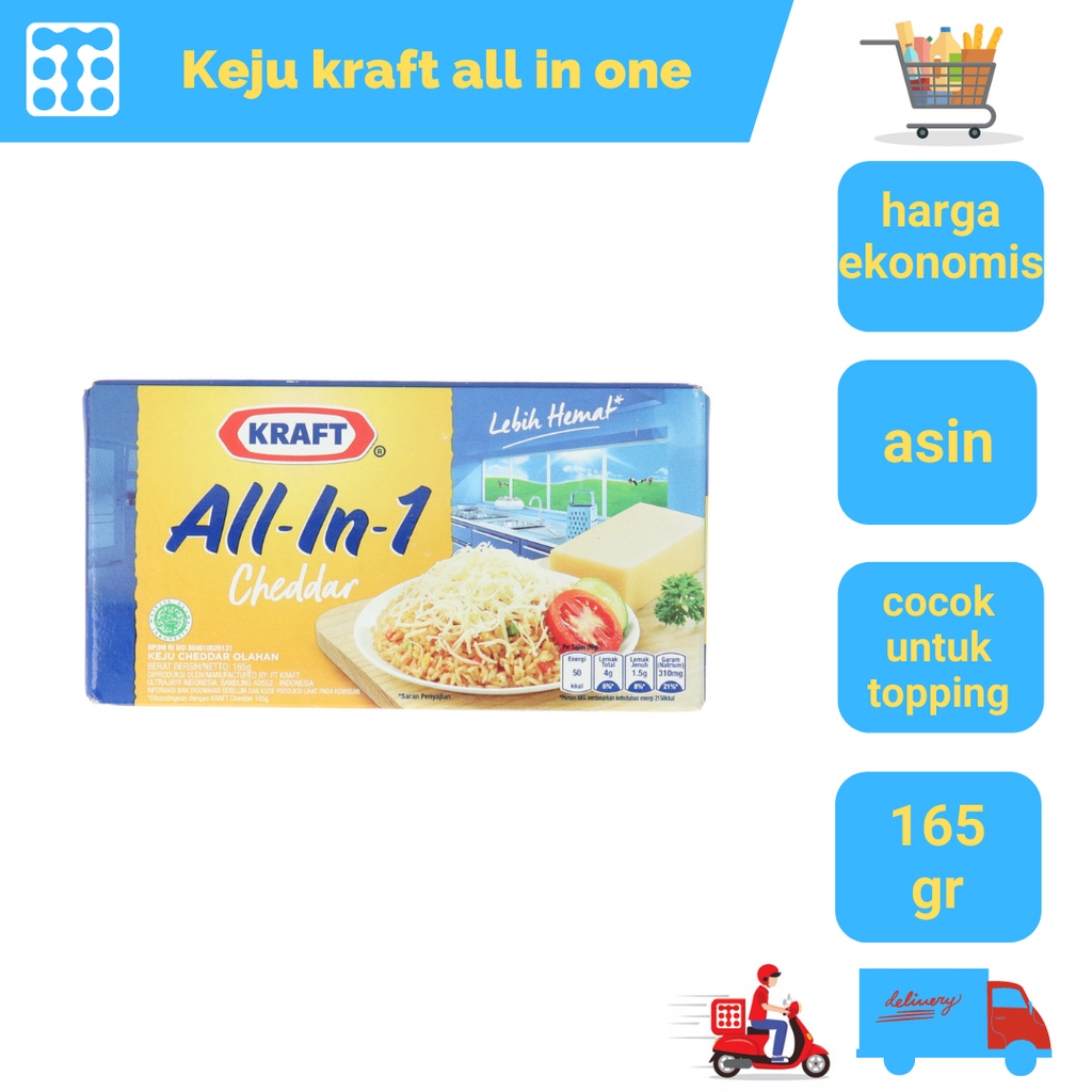 

Keju Kraft All In One Cheddar 165 Gr