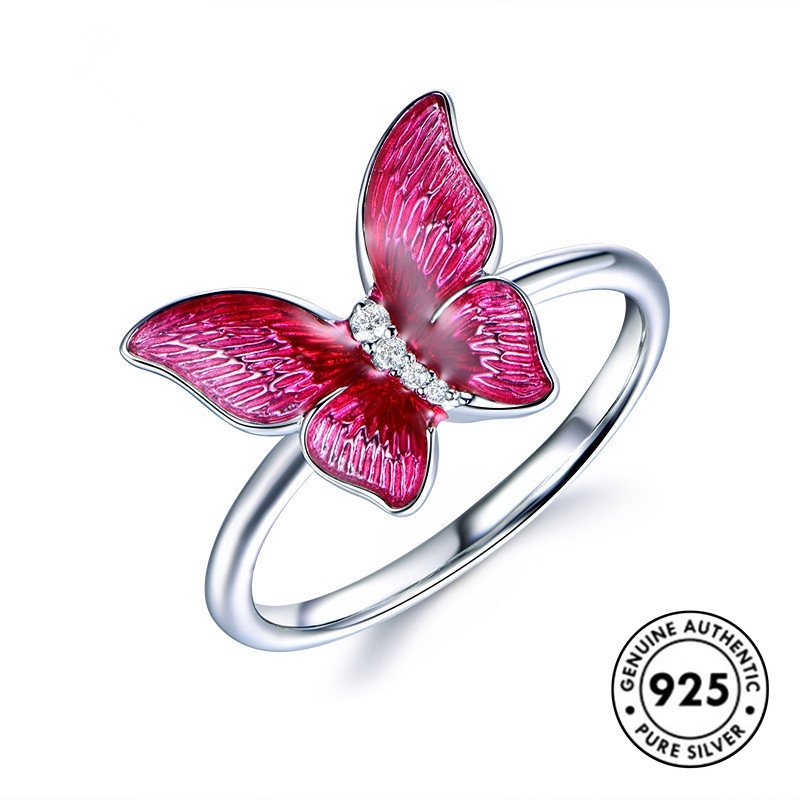 Cincin Desain Kupu-Kupu Bahan S925 Silver