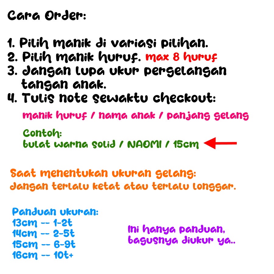 Gelang Nama Anak Custom