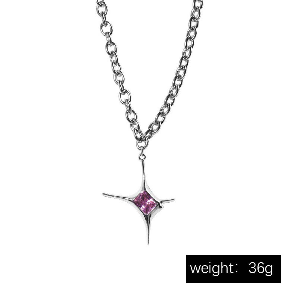 Agustina Pink Kristal Bintang Kalung Minoritas Hip Hop Rantai Perhiasan Aksesoris Alloy Sederhana Y2K Logam Anting