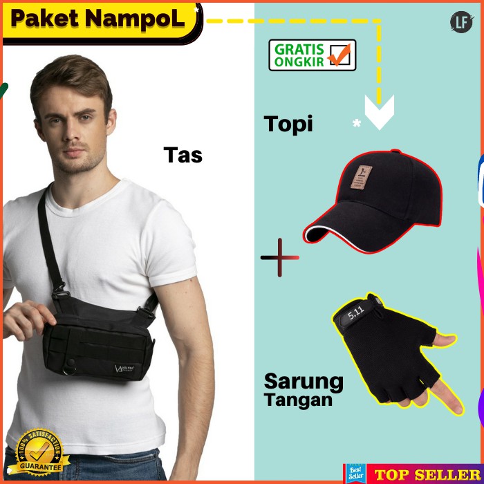 Tas Selempang Pria Keren Waistbag Men Slempang Cowok Outdoor / Tas Pinggang Kerja Sport  A14