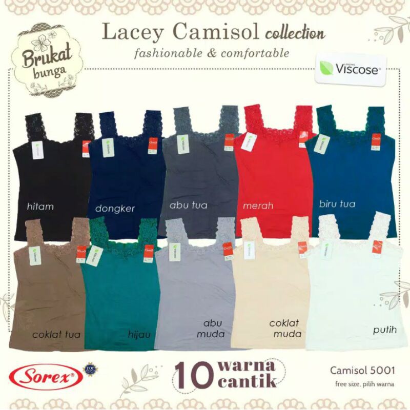 Camisole Tangtop Sorex Wanita SRX 5001 Free Size Bahan Viscose