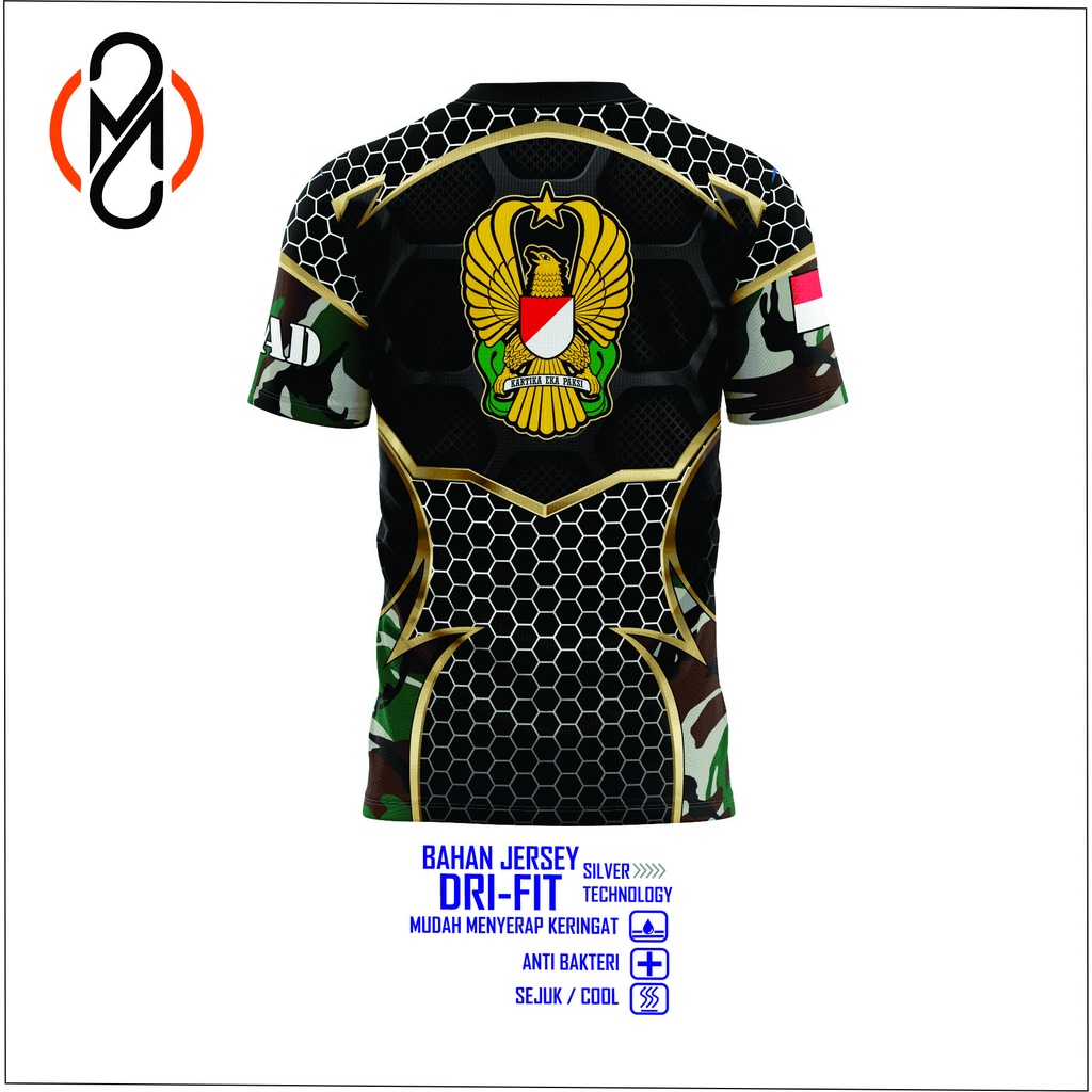 Kaos jersey TNI AD Logo besar Dryfit / Kaos jersey TNI AD Logo besar Fullprint Sublime