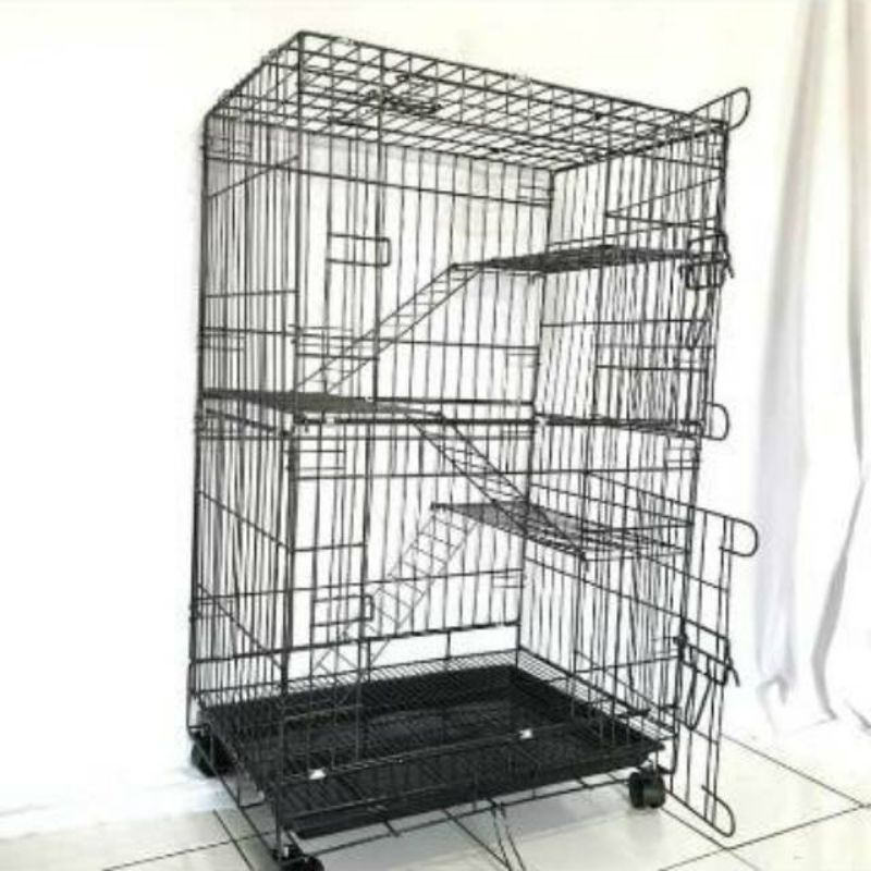 kandang kucing 2 susun 3 tingkat ukuran 60×44×100 bahan besi tebal