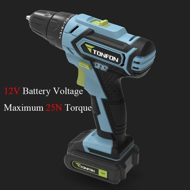 Mesin Bor Tangan Portabel Baterai 12V Impact Cordless Drill Beton Kayu