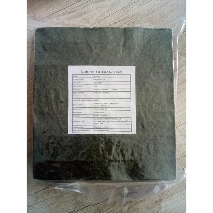 

nori rumput laut super 50 lembar ukuran 20x20 bahan kue
