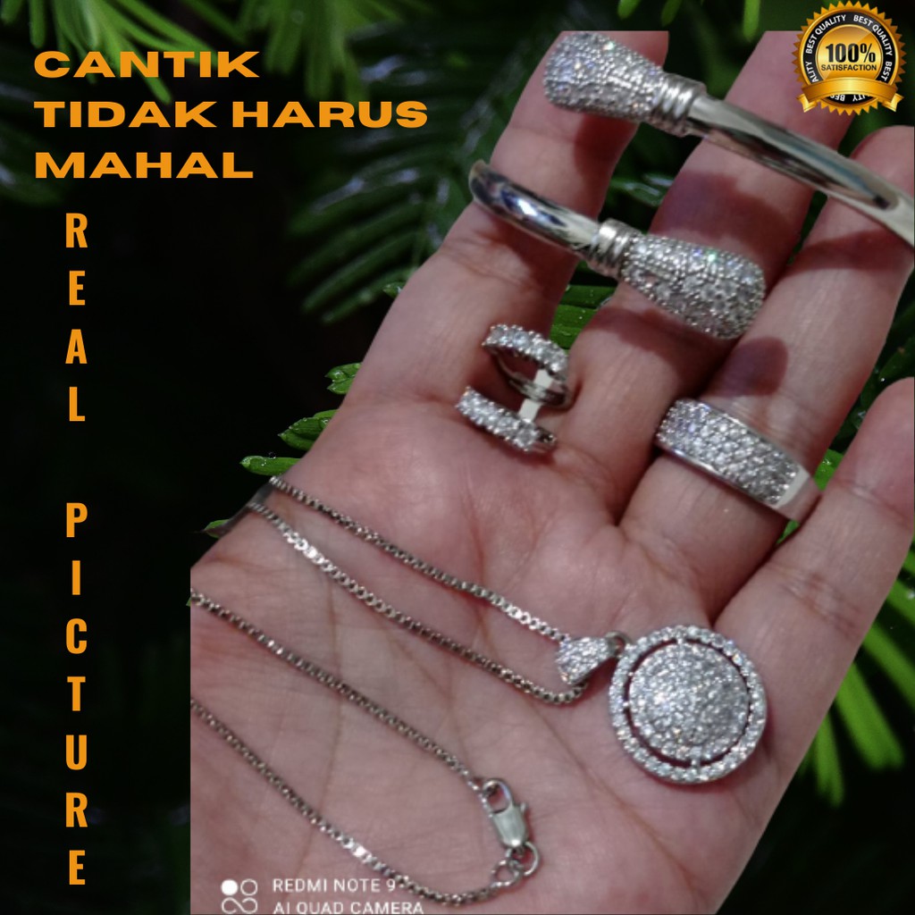 Perhiasan wanita titanium asli set perhiasan xuping gelang cincin giwang kalung murah