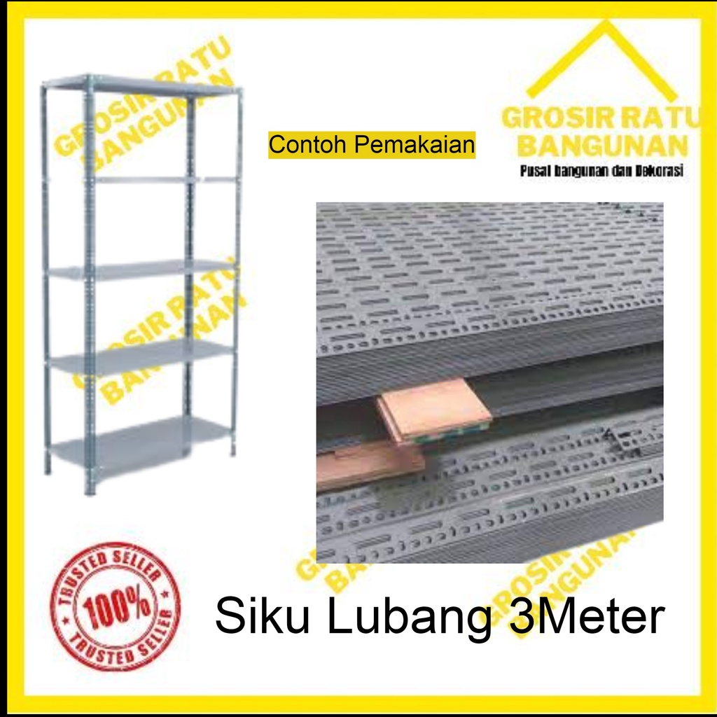 Besi siku Lubang/ siku lobang Panjang FULL 3Meter tebal 1,15mm per 10 BATANG