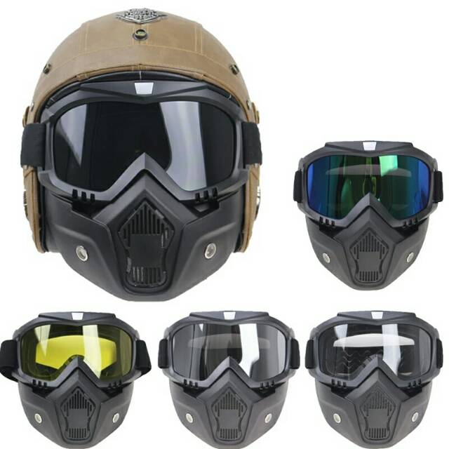 Retro Motorcycle helmet Goggle Mask Vintave mask open face helmet cross