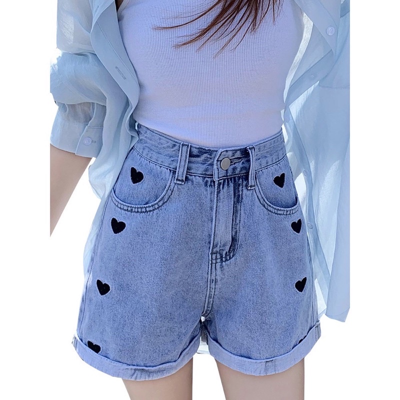 OLIVIA KOREAN HOTPANTS JEANS BORDIR LOVE