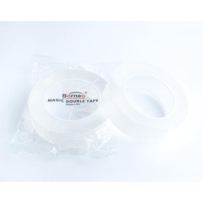 

(BISA COD) DOUBLE SIDED GEL TAPE BORNEO 30MMX3M DBTB0013 / MAGIC TAPE MURAH Kode 1112