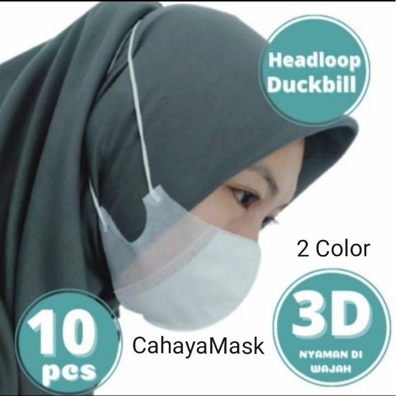 Masker Duckbill Hijab 10pcs Headloop Orlee