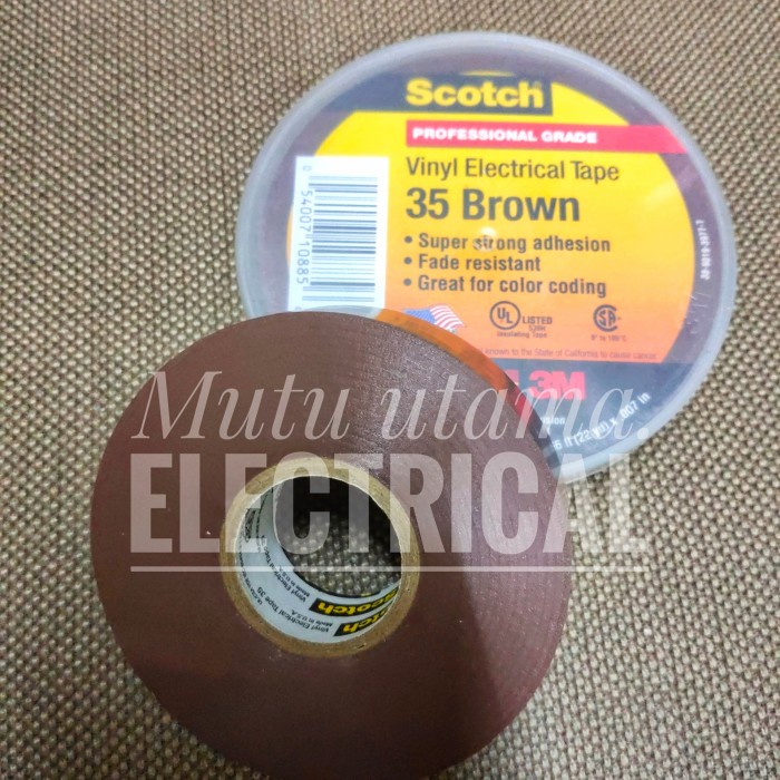 

PERTUKANGAN PERLENGKAPAN LISTRIK ISOLASI SCOTCH 35 BROWN VINYL ELECTRICAL TAPE 3M