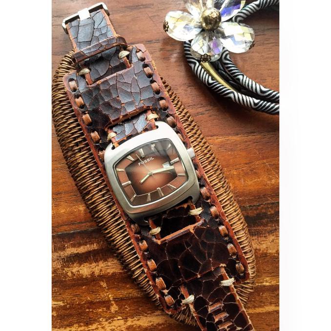 Fossil Gaban Vintage Watch Jam. Leather E58 Harga Grosir